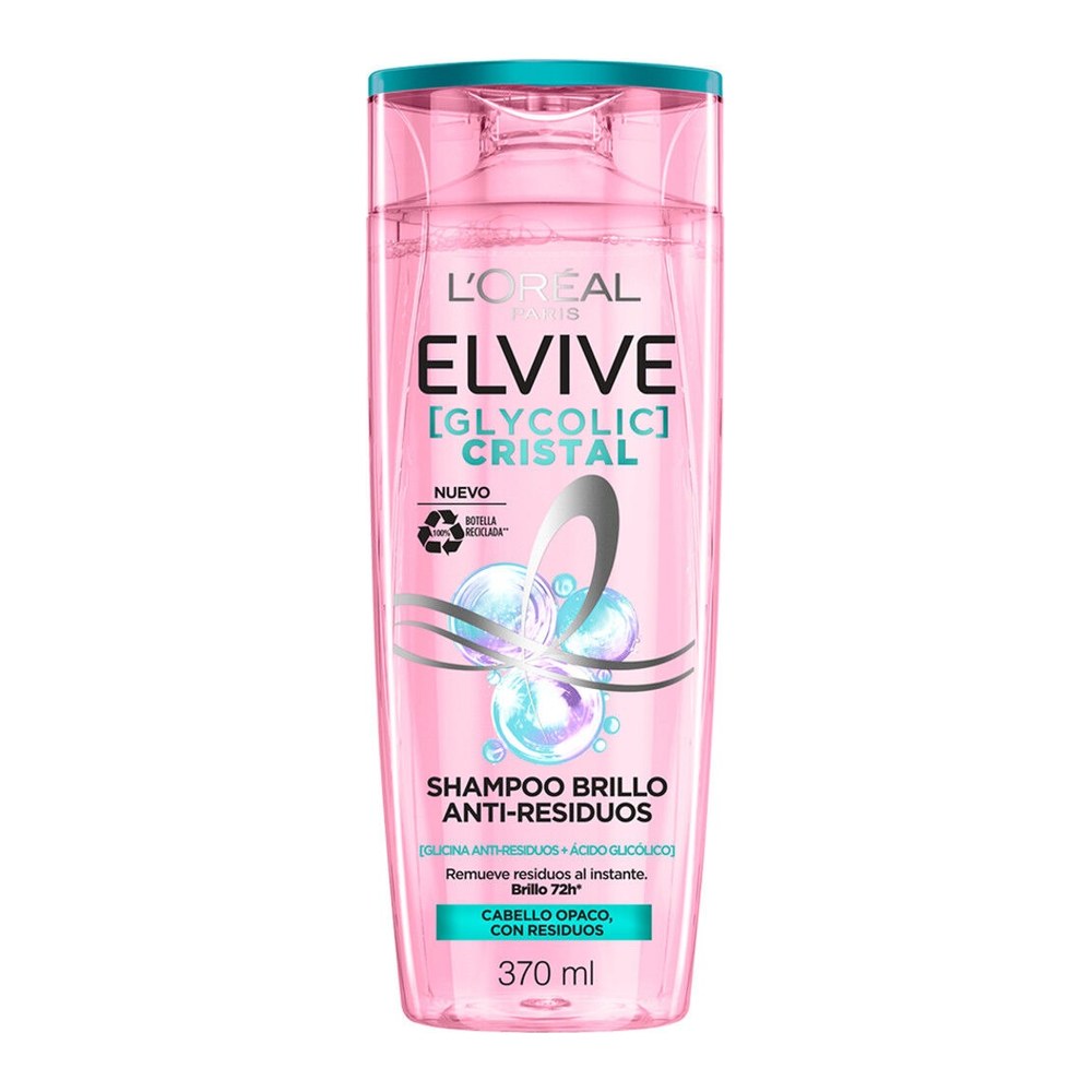 Elvive Glycolic Cristal Shampoo Brillo Anti-Residuos 370 ml